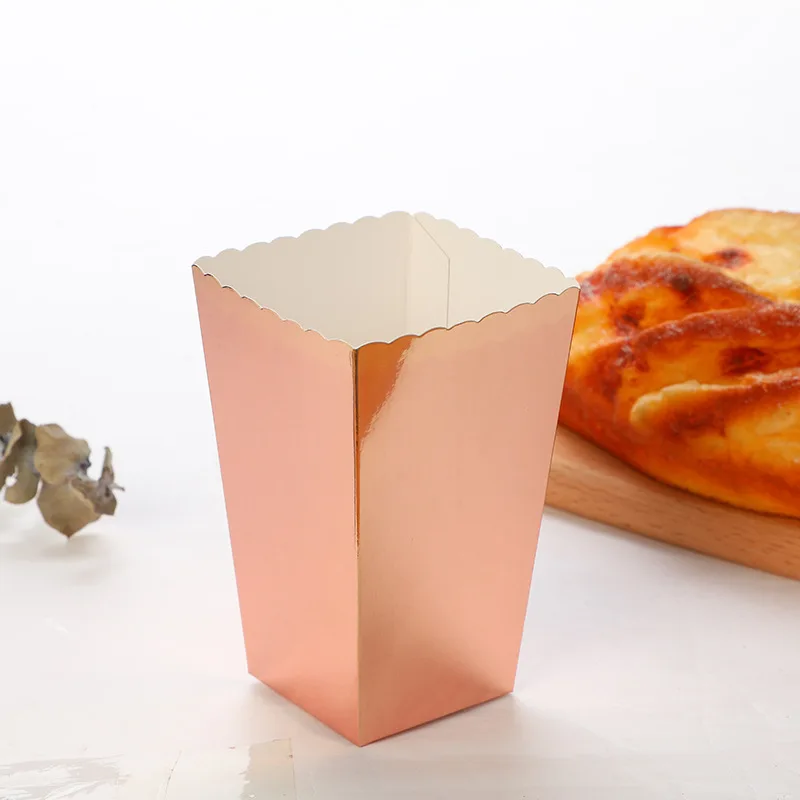 Party Paper Popcorn Boxes Rose gold Pop Corn Candy Sanck Favor Bag Xmas Wedding Kid Birthday Party Decoration