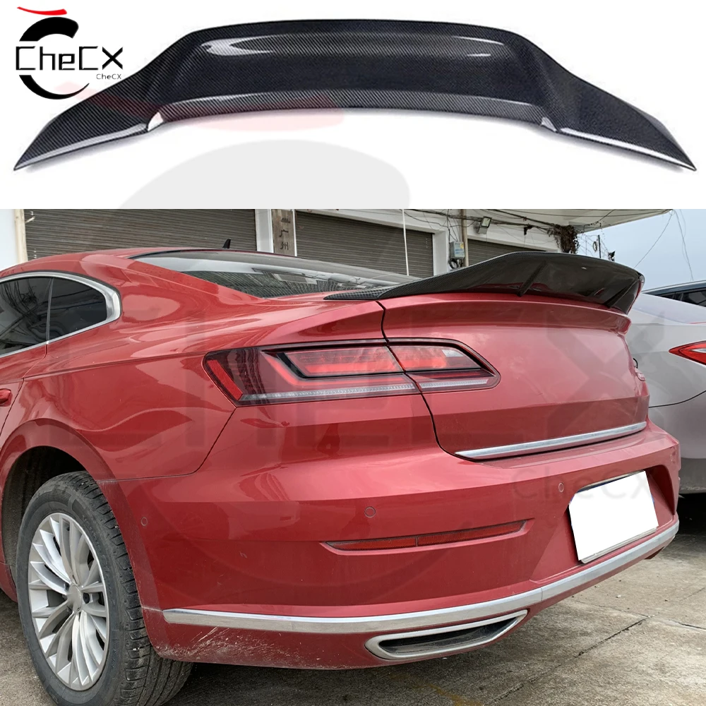 Suitable for Volkswagen 2019-202 CC Fiberglass Material Rear Spoiler R Style Car Rear Cover Glossy Black Spoiler Tail Wing