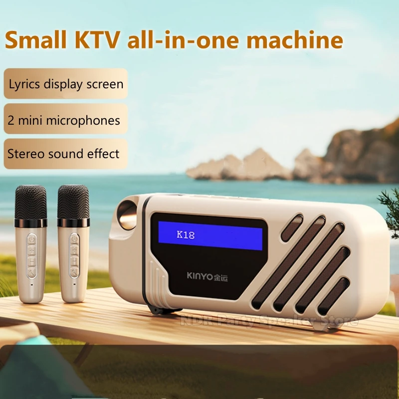 

2025 New Fashion K18 Outdoor Portable KTV All-in-one Machine Home Blue-tooth Karaoke Wireless Speakers with 2 Mini Microphones