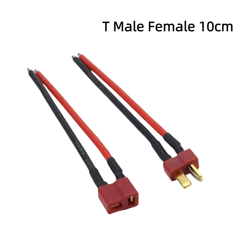 T-Stecker Männlich/Weiblich mit 100mm 14AWG Silikonkabel für RC-Akku, ESC, FPV-Drohne – Detail 1
