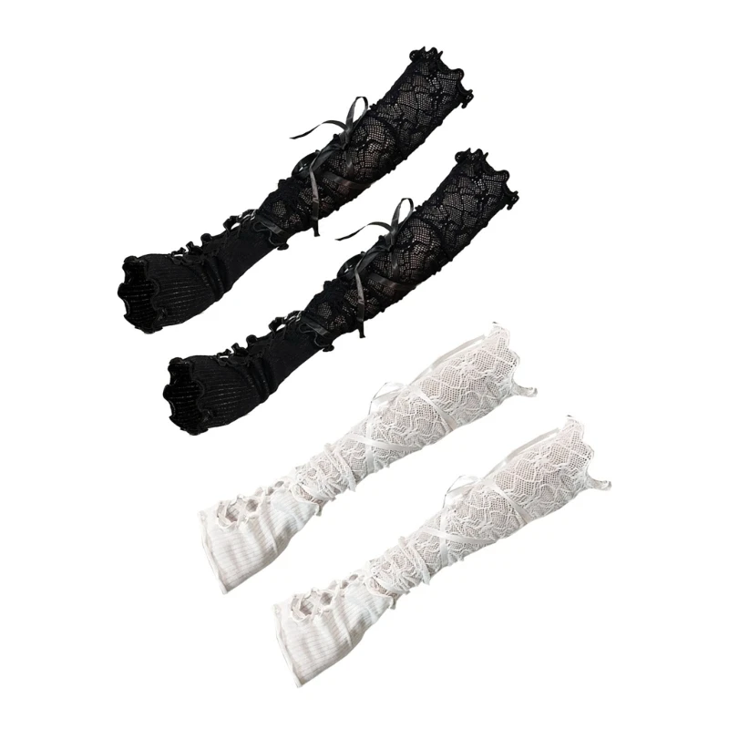 Bridal Lace Gloves Sleeves for Wedding Party White Accessories Fingerless Gloves for Summer Driving