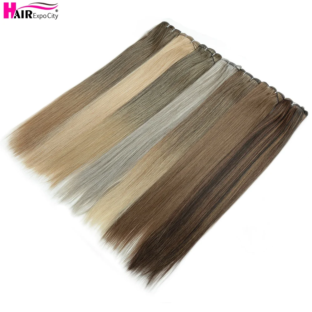 Bone Straight Synthetic Hair Bundles Ombre Blonde Hair Weft Super Long 26 Inch Straight Hair Weave Extensions