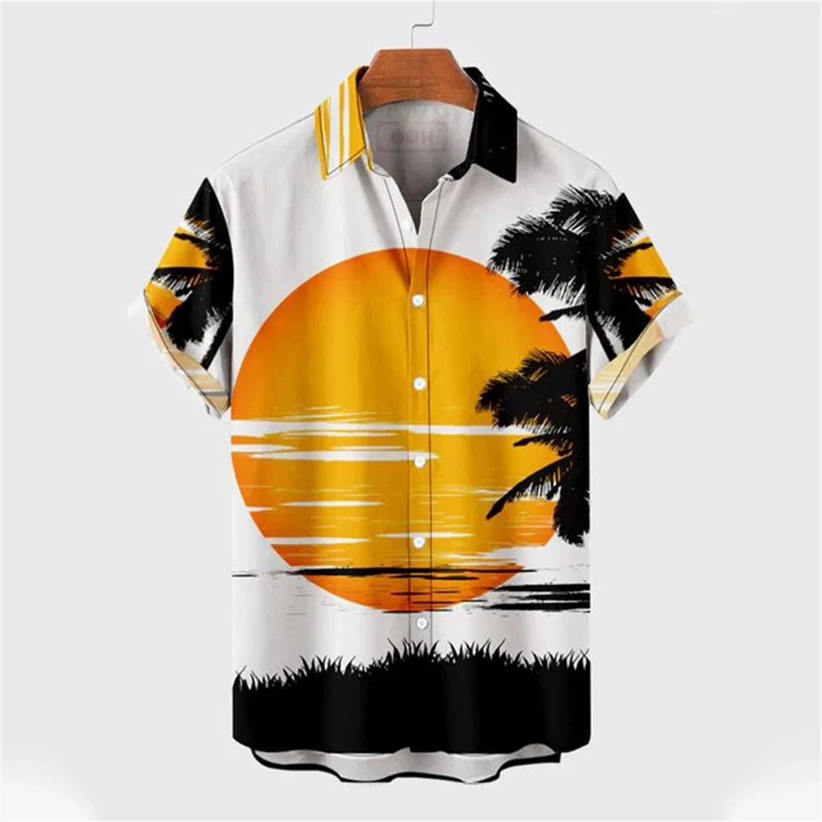 

Ugly Skull Print Men's Short Sleeve Shirt Plus Size Loose Hawaiian Beach Casual Men's Lapel Top Comfortable Men's Shirt