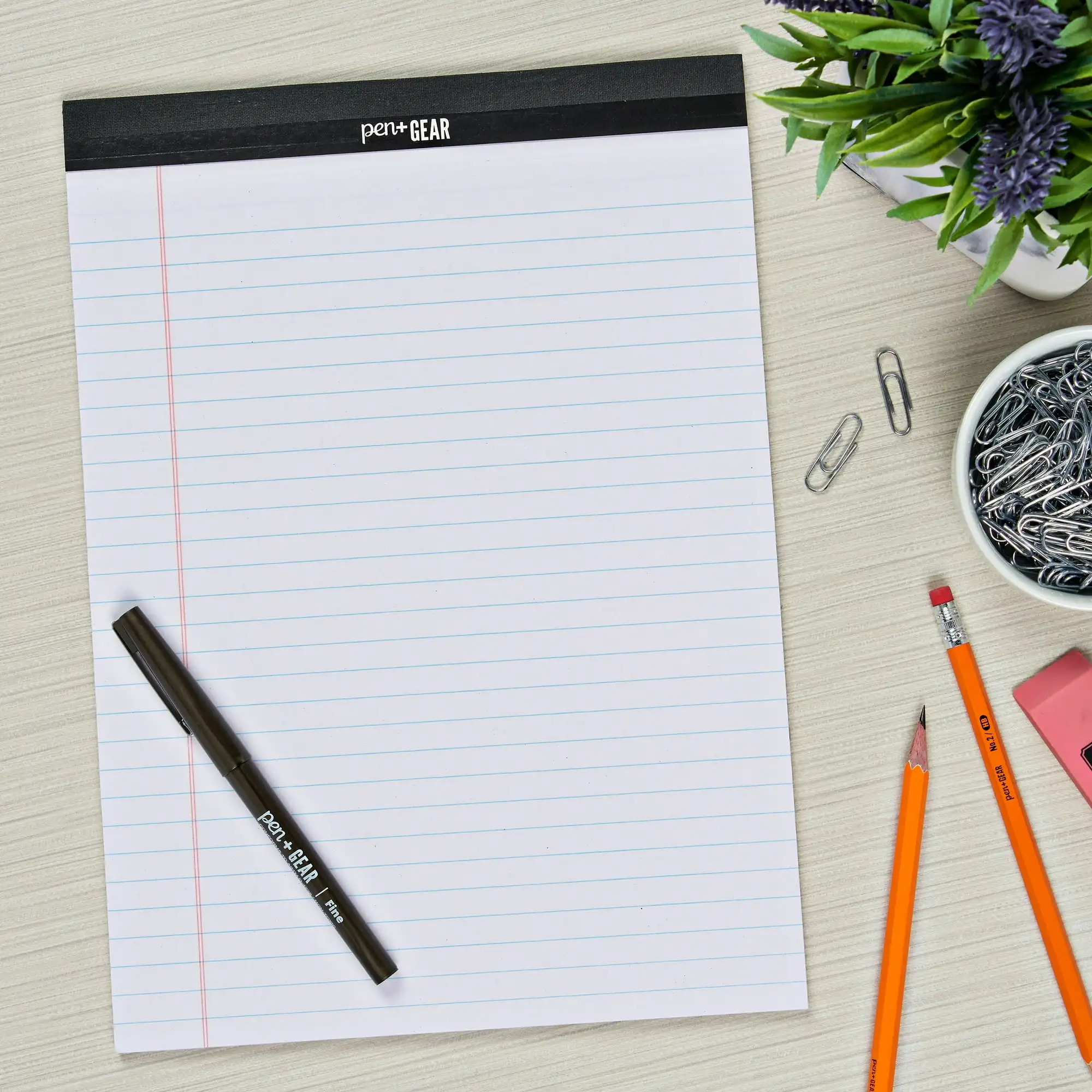 

(Paquete de 7) Bloc de Notas Pen + Gear Legal, 8.5" x 11.75", 50 Hojas, Regla Ancha, Blanco