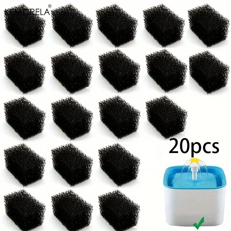 KEMORELA 6/10/20PCS Esponjas de Pré-Filtro de Substituição para Bebedouro de Gatos, Almofadas de Filtro de Esponja Recortáveis de Ajuste Universal, Sem Necessidade de Bateria