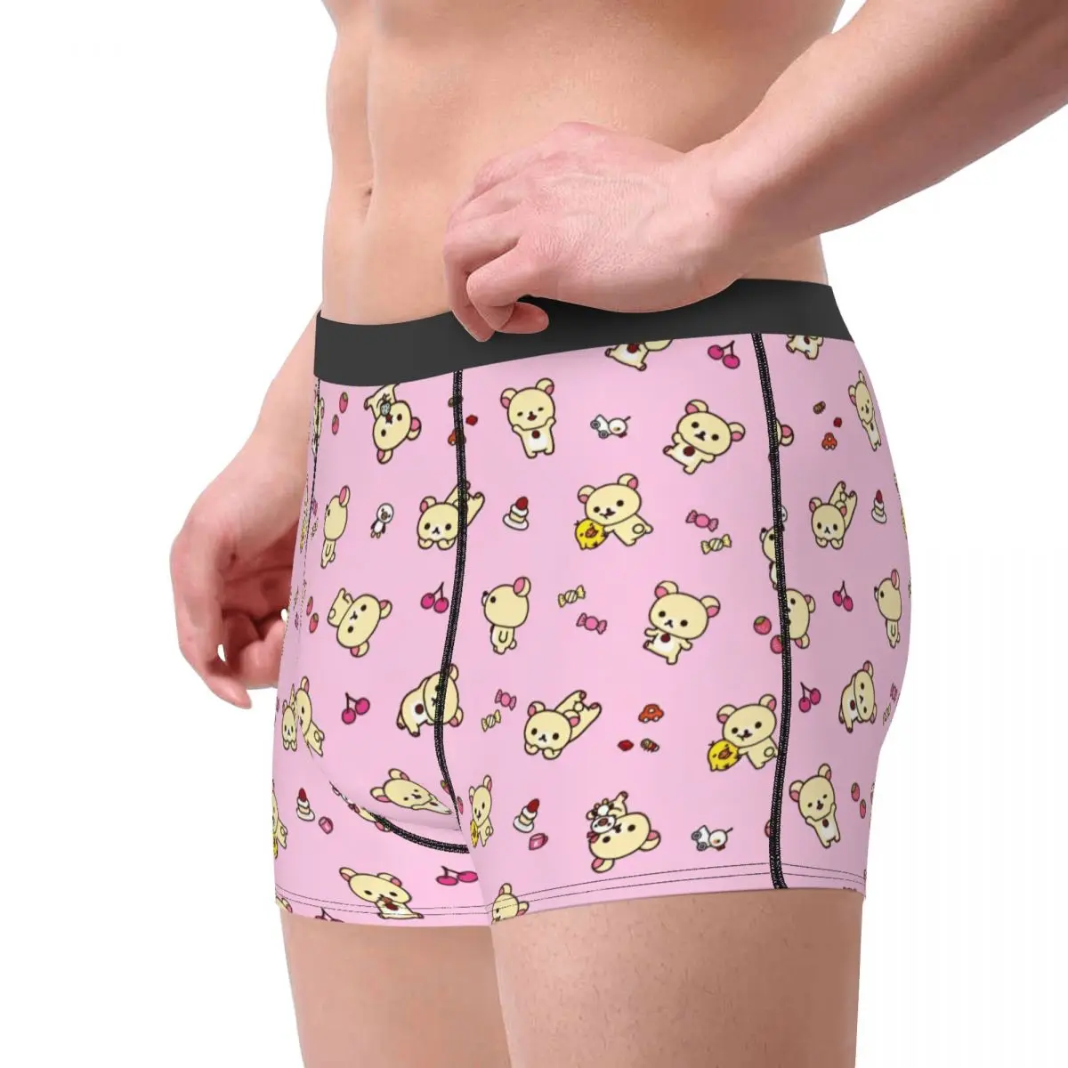 Sexy Boxer Pink Rilakkuma Cartoon Shorts Panties Briefs Men's Underwear Breathable Underpants for Male S-XXL