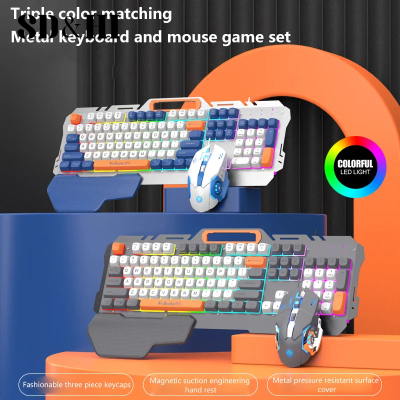 rgb wired gaming teclado e mouse suit lampada atmosfera computador desktop pc portatil e sports gamer sensacao mecanica 108 chaves 01