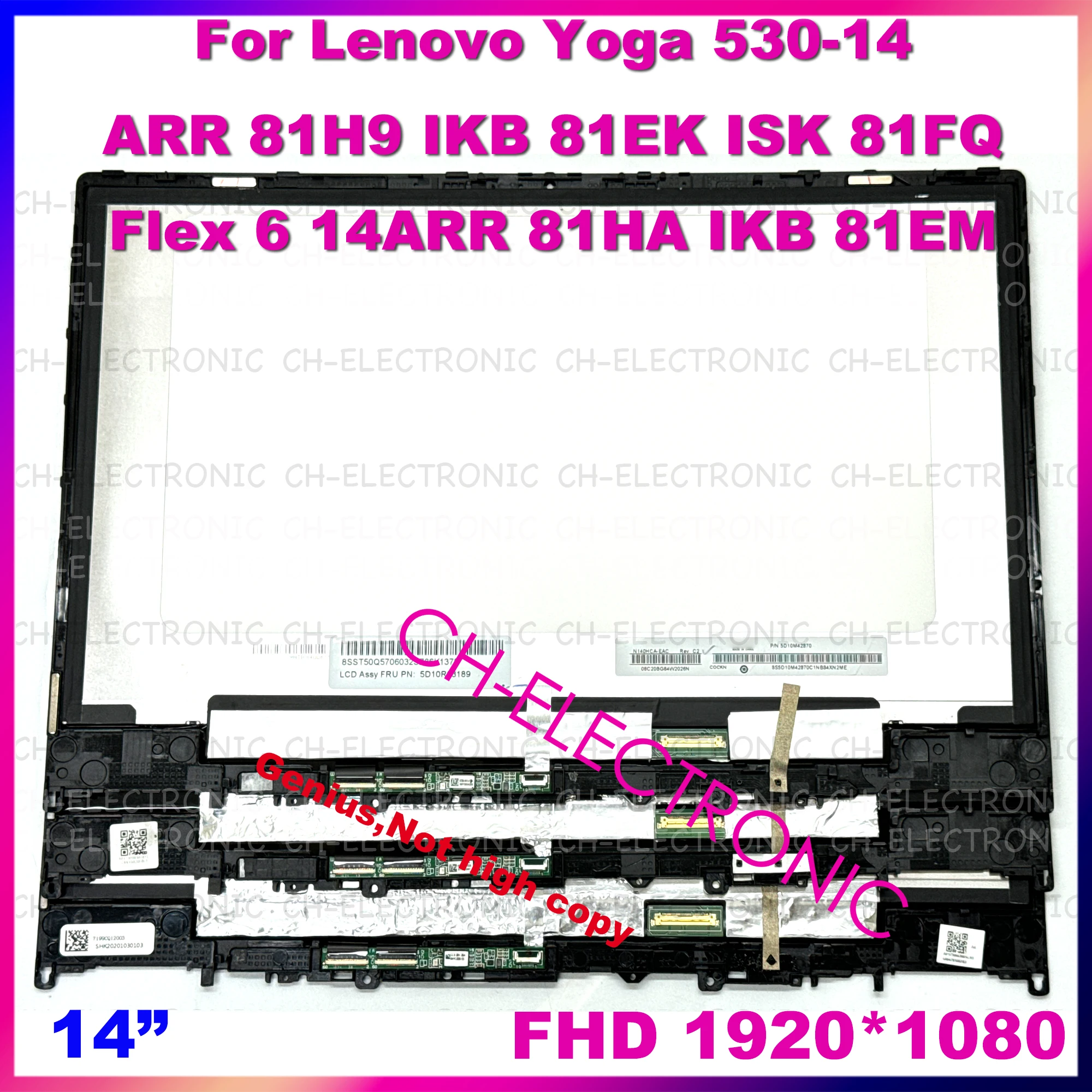 

14" FHD For Lenovo Yoga 530-14ARR Yoga 530 14IKB 81HA IKB 81EM LCD Touch Screen Replacement Assembly 5D10R03189