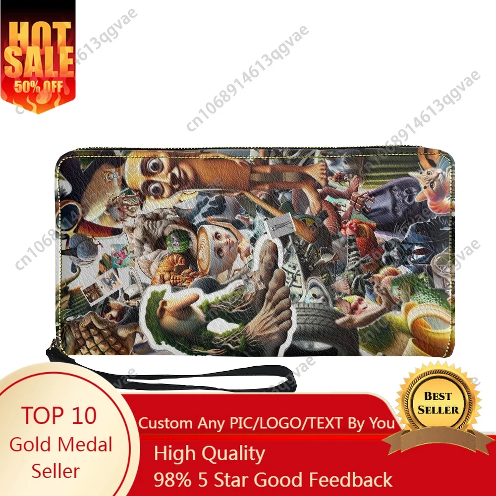 

Abstract Italian Brainrot AI Custom Purse Mens Womens Teenagers Zipper Long Wallets Double Print Portable Wallet Gift Bag