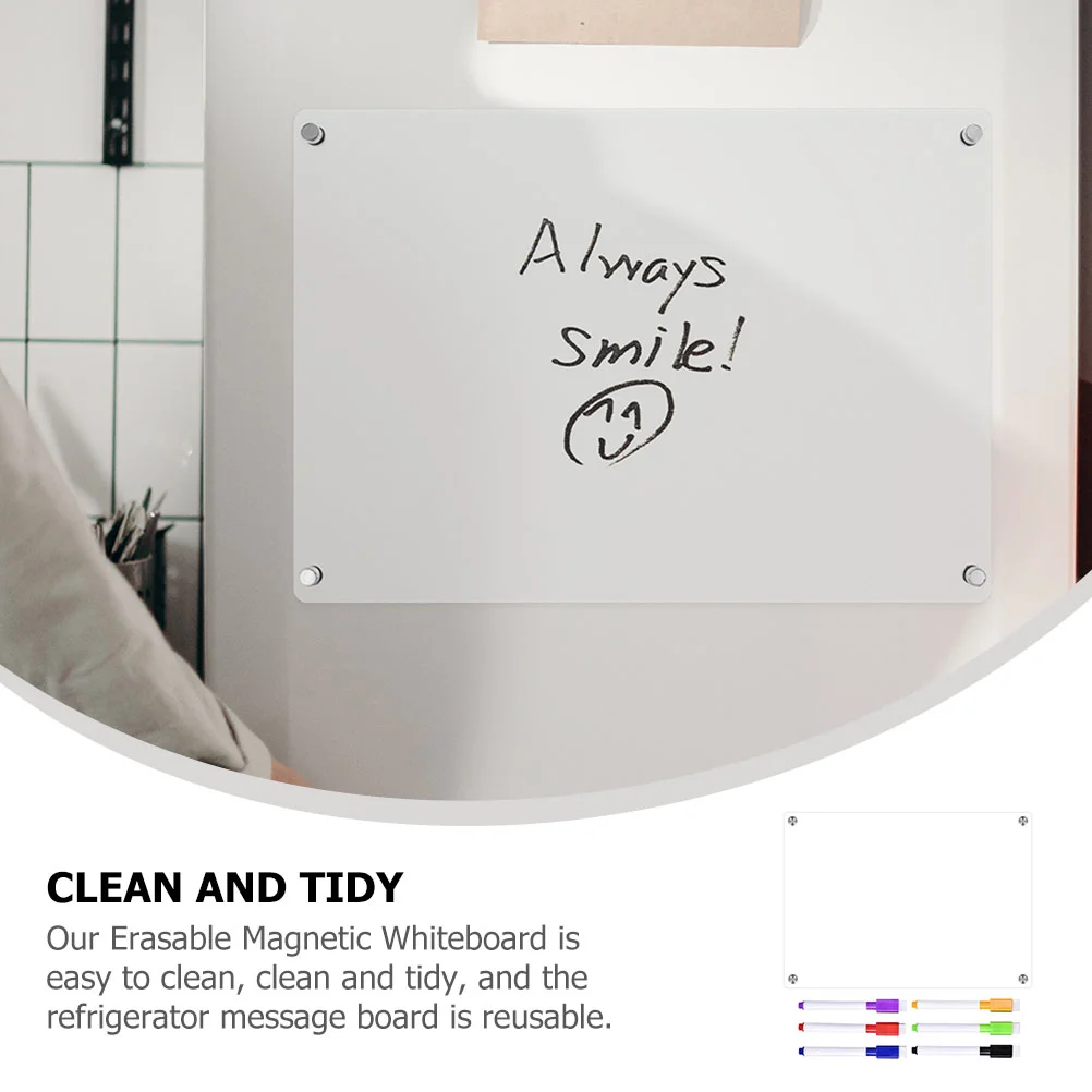 Clear Dry Erase Board White Calendar for Fridge Acrylic Hanging Magnetic Whiteboard