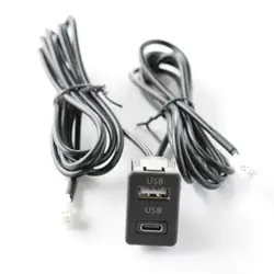 Car Dash Mount USB+TYPE-C Port Panel Interface Extension 145cm Cable Adapter Car Dashboard Vehicle Navigation USB Socket