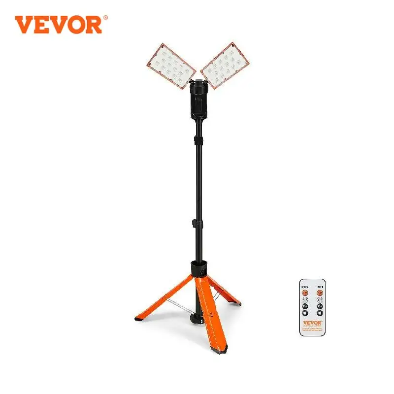 vevor luz de trabalho recarregavel led ajuste de brilho e temperatura portatil com controle remoto sem fio 10ah bateria 2500lm 01