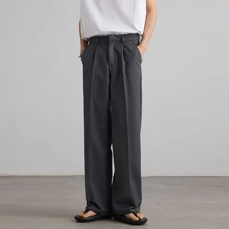 Großhandel Formelle Hosen für Männer Casual Einfarbig Jungen Kleid Hosen Sommer Breite Bein Hosen für Männer Arbeitskleidung Mann Männer Hosen