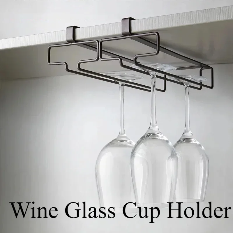 Wine Glass Holder Under Cabinet Wine Glasses Rack for Bar Restaurants Metal Hanging Sturdy Goblet Storage Racks Kitchen Tools