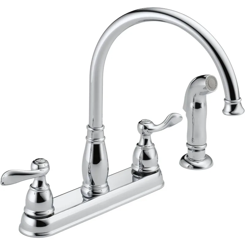 Delta Faucet Windemere 2-Handle Kitchen Sink Faucet with Side Sprayer in Matching Finish, Chrome