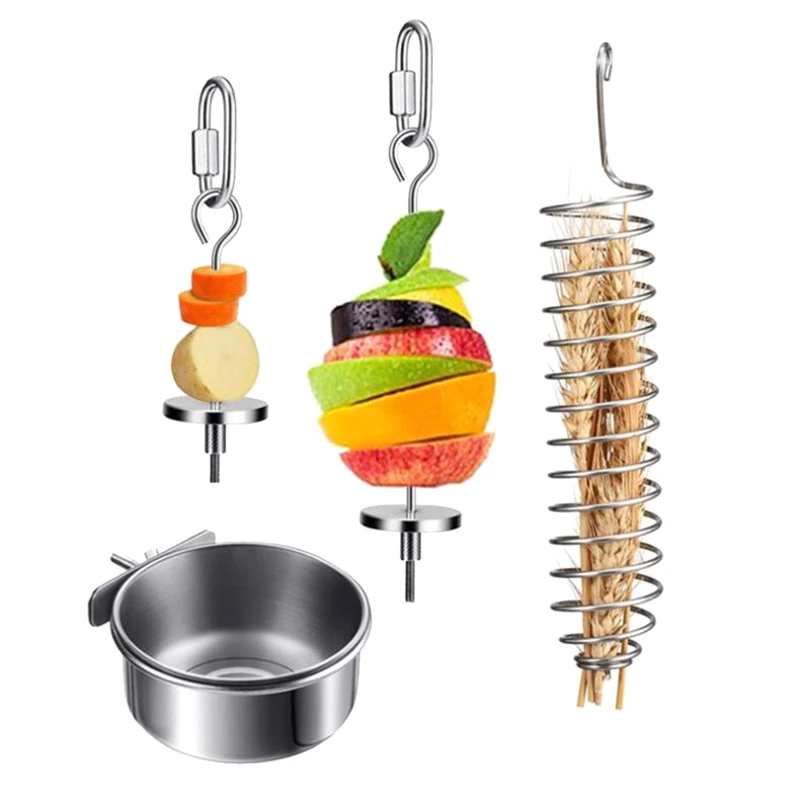 

Bird Holder Hanging Stainless Steel Treat Feeders Basket for Fruit