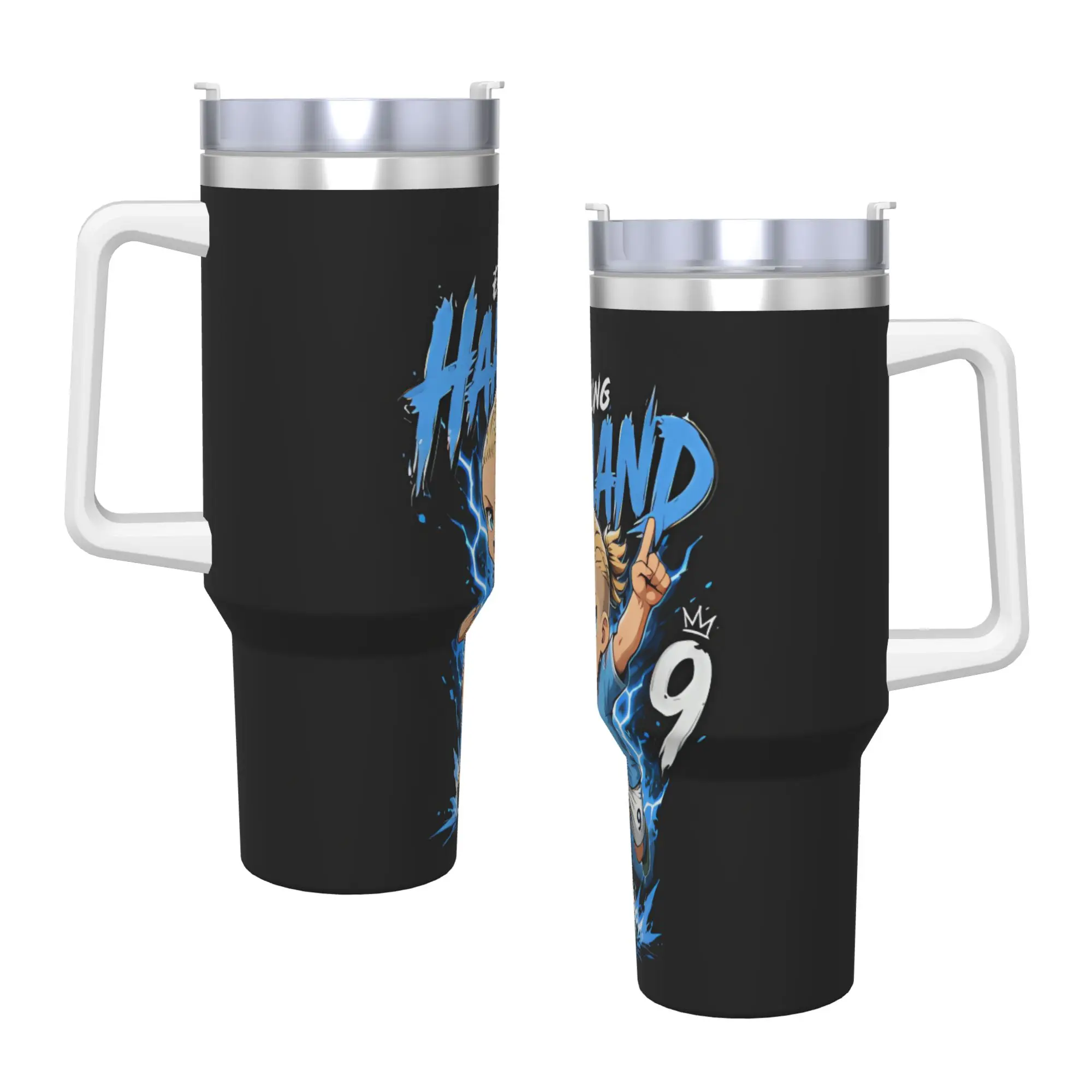 Large Capacity Haaland Number 9 Tumbler  Cold Drink Portable Water Bottle Stainless Steel Travel Car Mugs