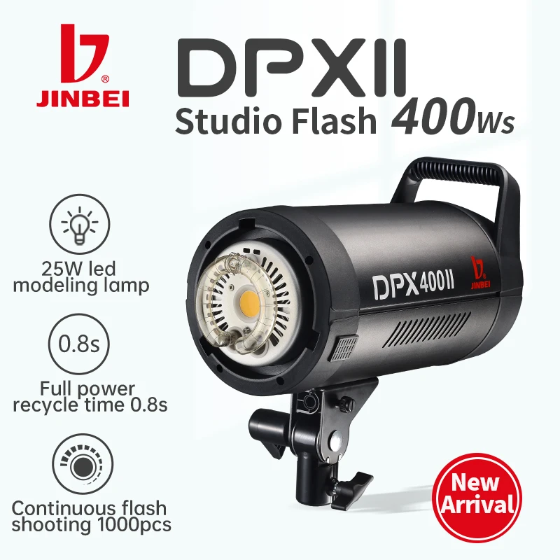 NEW!JINBEI DPX-400II 400W 25W LED  Photography Studio Flash Light Camera Flash Strobe Light for Shooting