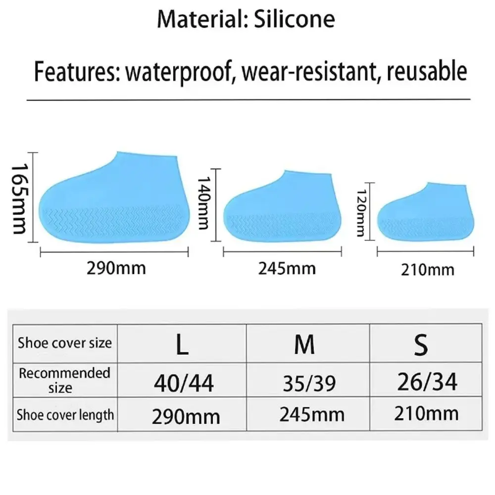 1 Pair Reusable Latex Waterproof Rain Shoe Cover Non-Slip Rubber Rain Boots Overshoes Outdoor Walking Shoe Cover