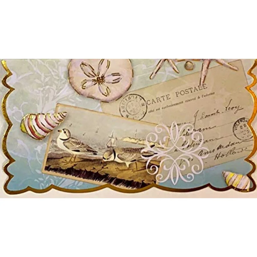 Tarjetas de notas de cartera en caja elegantes de la costa marina, perfectas para saludos con temática costera, con diseños artísticos y calidad superior