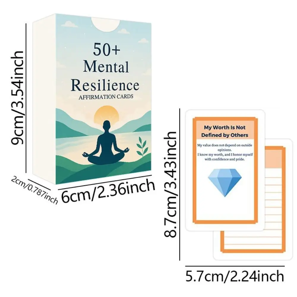 Résilience mentale 50+ carte d'affirmation cartes de méditation de confiance de gratitude soulagement de l'anxiété soulagement du stress cartes de pleine conscience