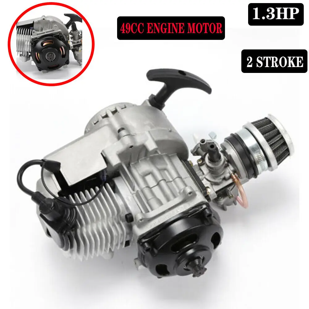 49cc alumínio dois tempos minimoto motor peças kit pull start unidade de motor completa para scooter bolso dirt bike quad atv