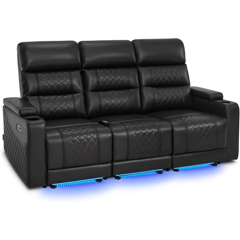 

77.6" 3 Seats Power Reclining Sofa for Living Room with Adjustable Headrest, Home Theater Seating with USB & Type C Port