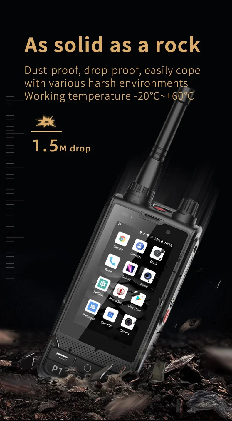 IP67 Waterproof W6 Cellphone With Sim Card Android Radio With UHF 400-470MHz Analog Walkie Talkie