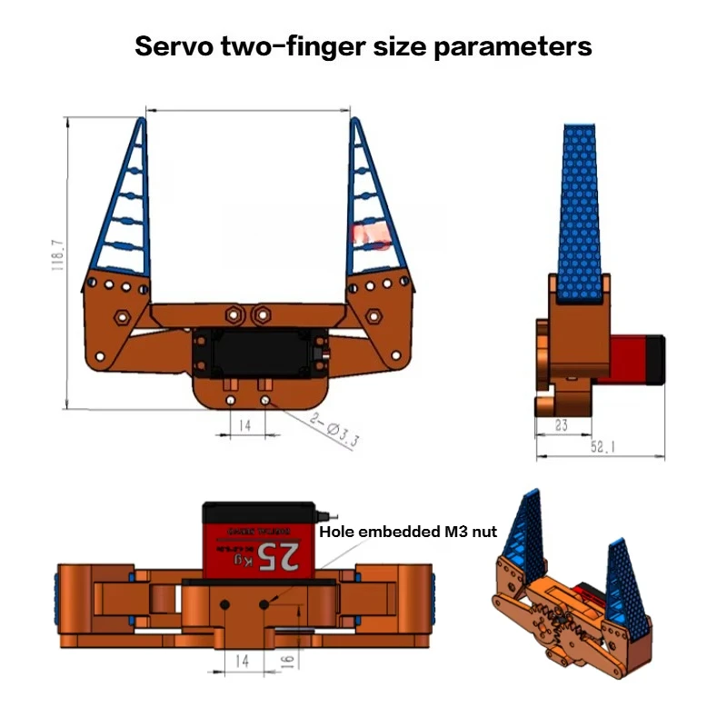 MR996 DS3218 Flexible Mechanical Claw PWM Servo Control Bionic Flexible Claw Finger Gripper Programmable Clamp Hand Robot Parts