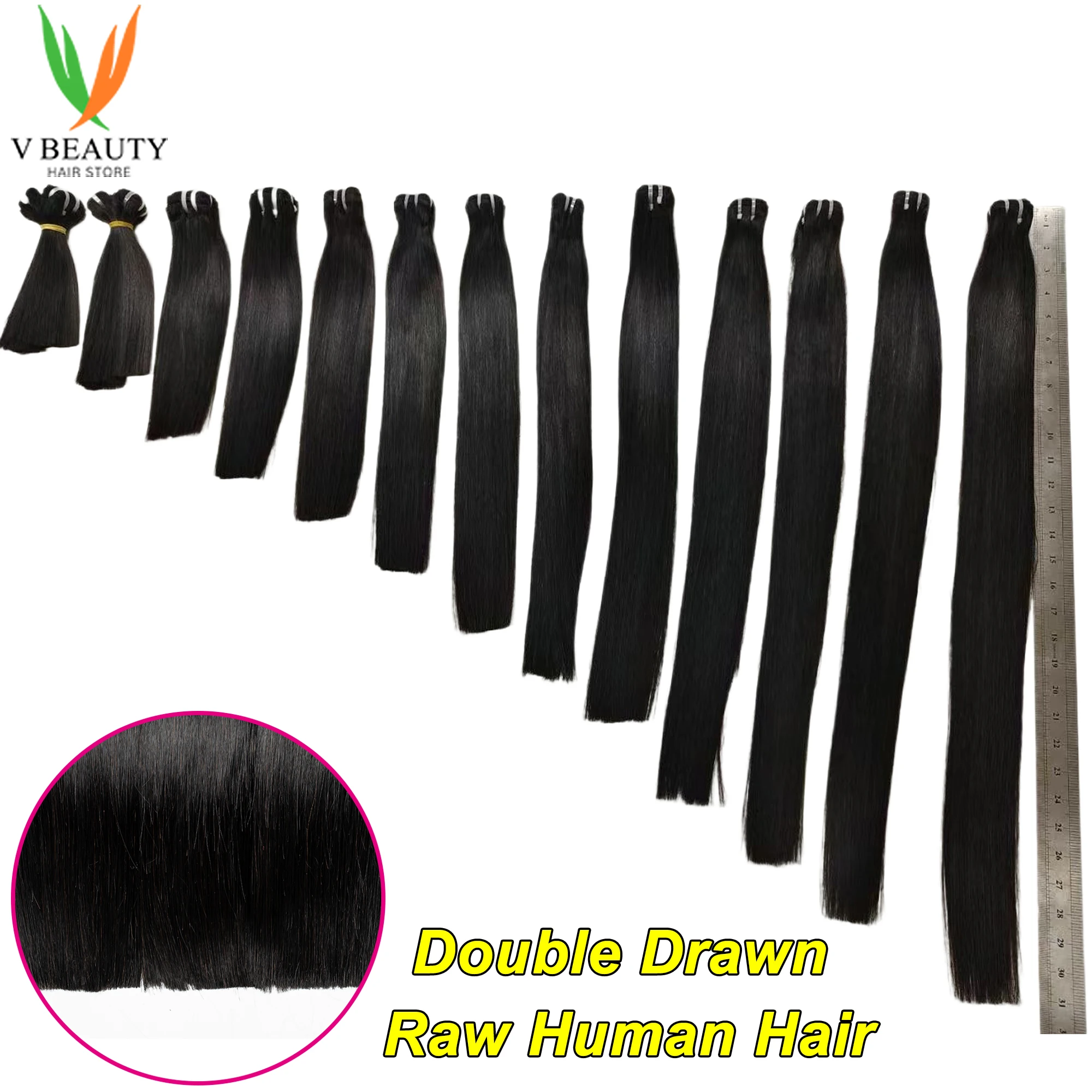 V Beauty 16A Grade Double Drawn Unprocessed Raw Vietnamese Human Hair Bundles 100% Virgin Hair Straight Bundles Extensions