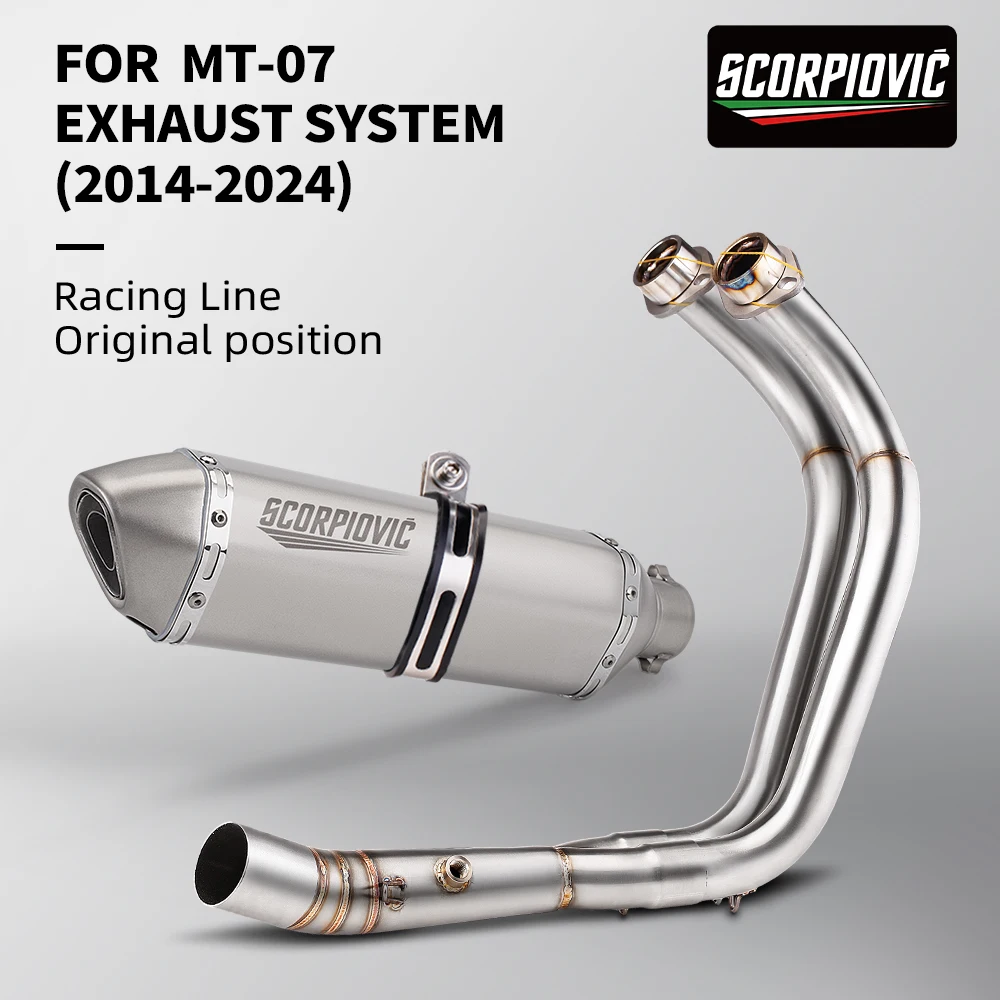 

Slip On For Mt07 Fz07 Mt Fz 07 2014-2024 Xsr700 Front Middle Link Pipe Motorcycle Full Exhaust System