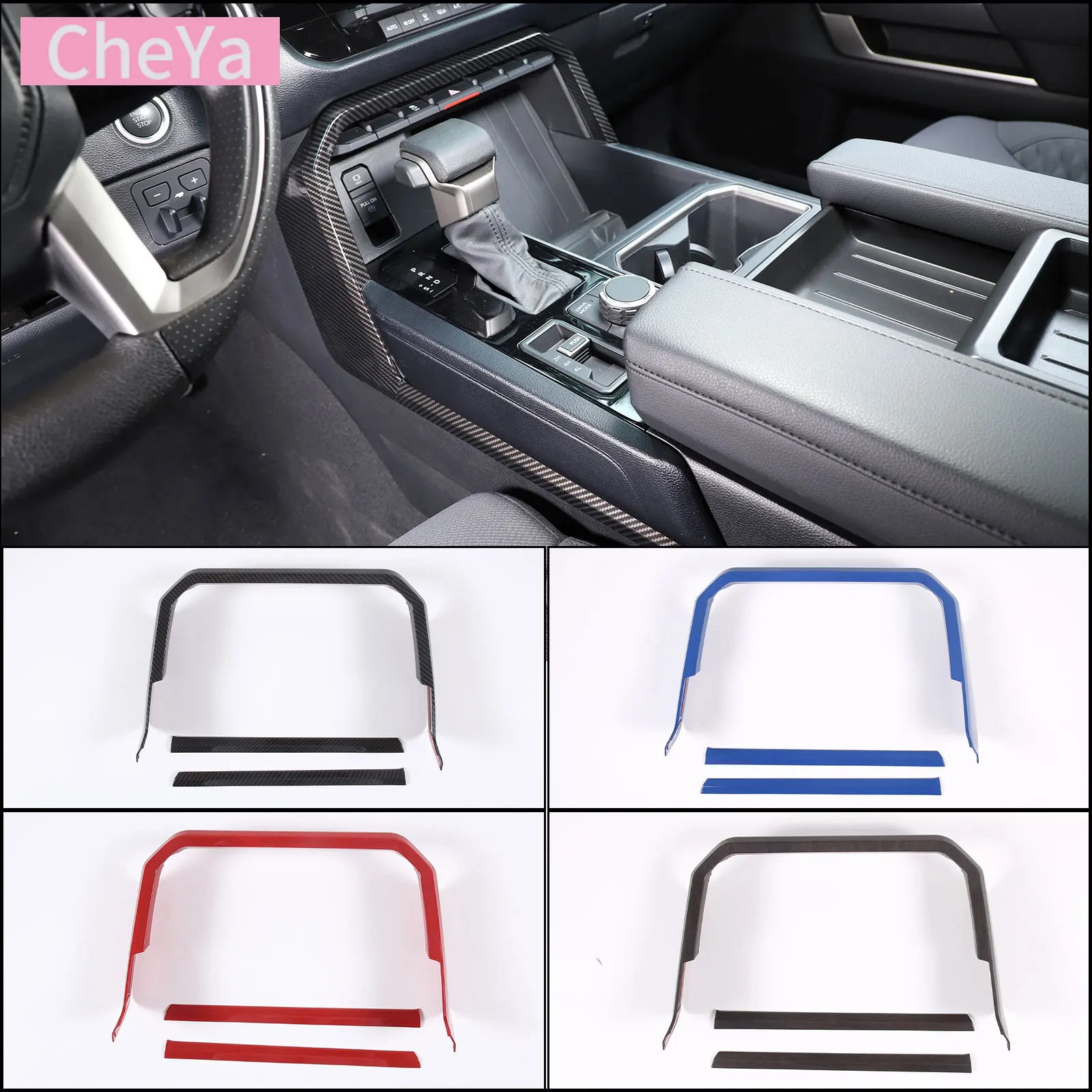 

ABS Carbon Fiber Car Center Console Frame Cover Trim for Toyota Tundra Sequoia 2022-2023 Interior Modification Accessories 3 Pcs