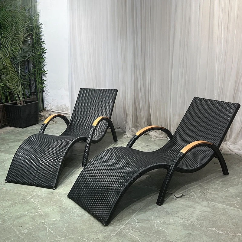 

Outdoor rattan beach pool seaside terrace leisure lounge chair combination outdoor villa courtyard scenic area simple lounge