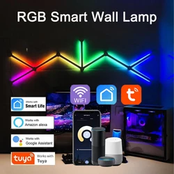 WIFI LED RGB Smart Wall Lamp with Music Rhythm App DIY Atmosphere Night Light Game Room TV Backlight Decoration Wall Light Bar