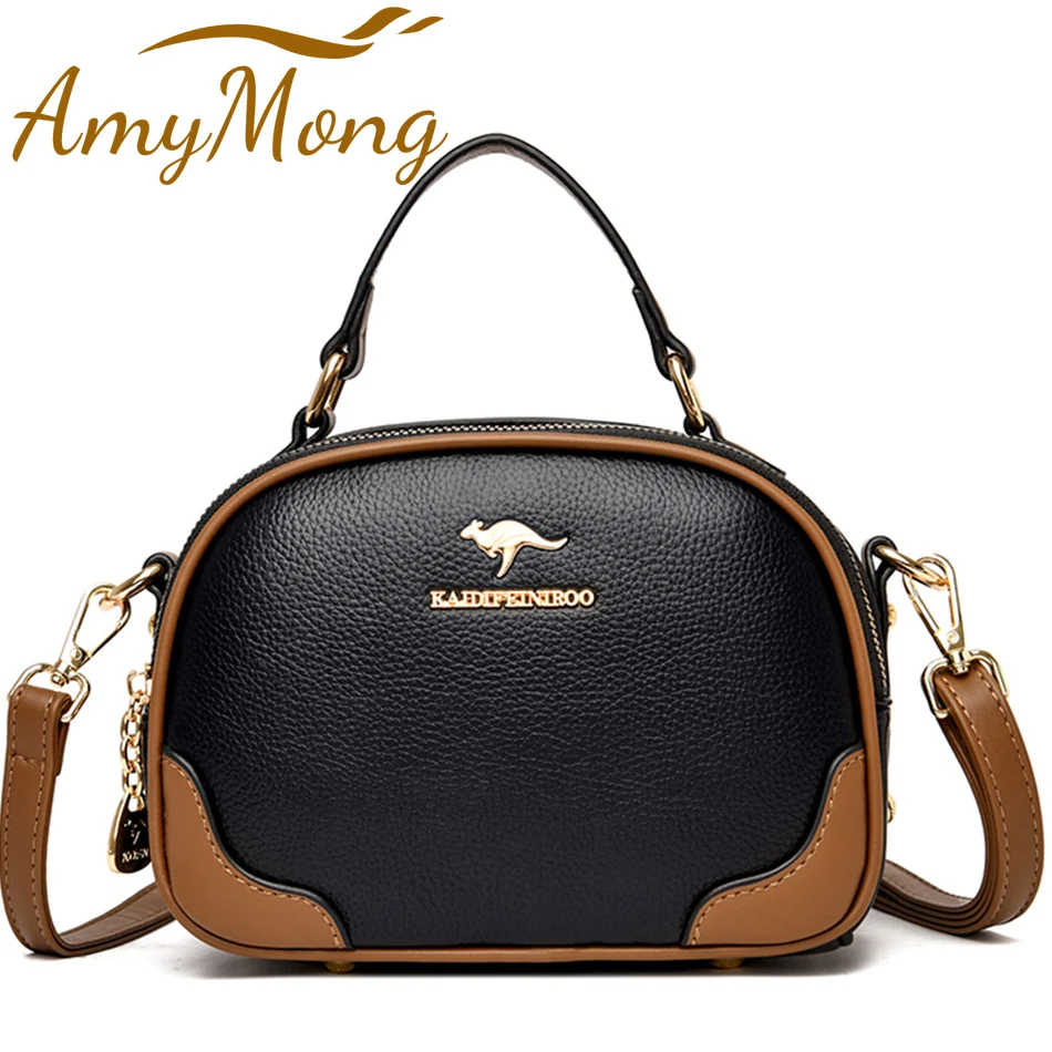 Bolso de mano multifunción de diseñador de lujo para mujer, bolso con asa superior, bandolera de hombro de cuero de vaca genuino