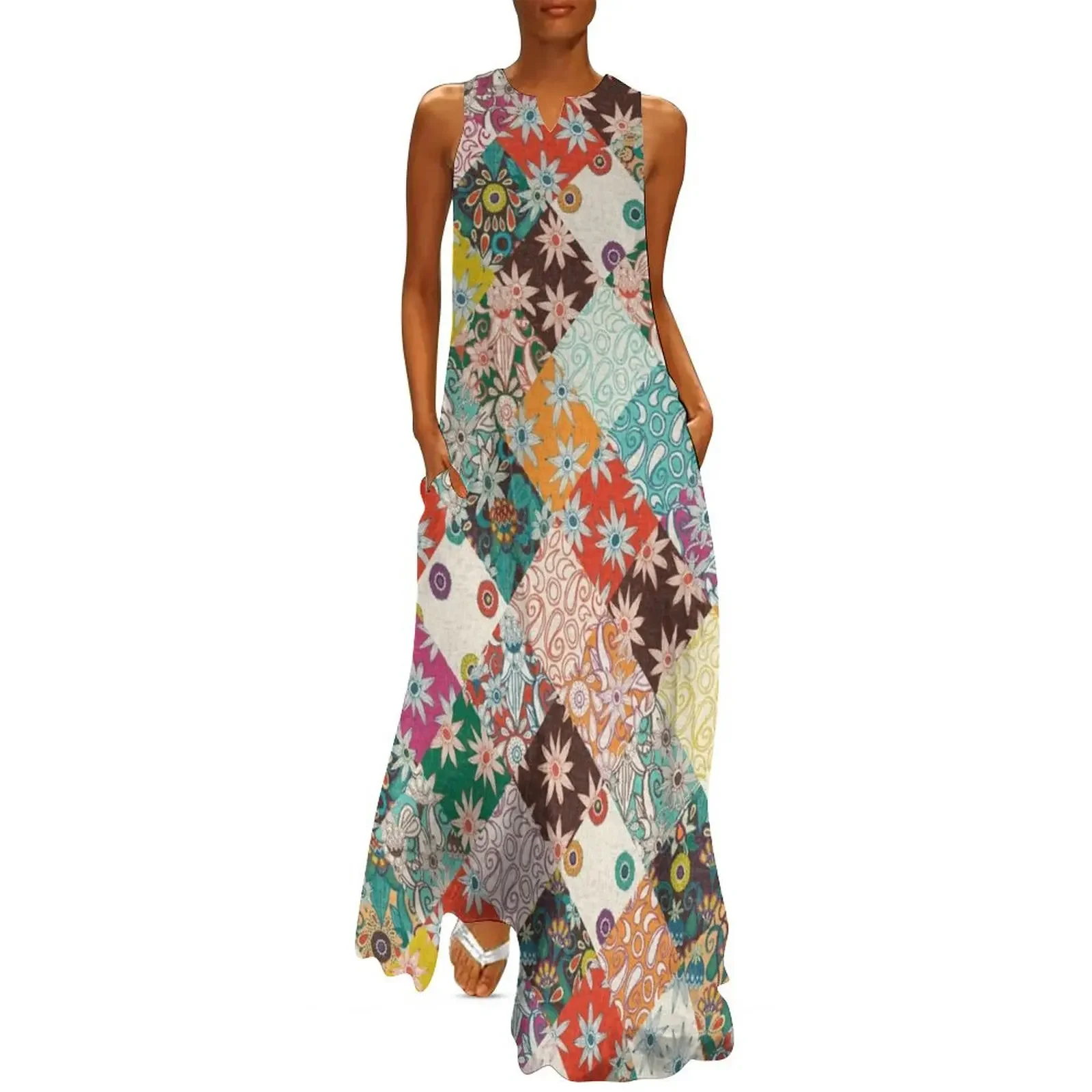 

sarilmak patchwork Long Dress prom clothes dress women elegant luxury ceremony dresses Dress
