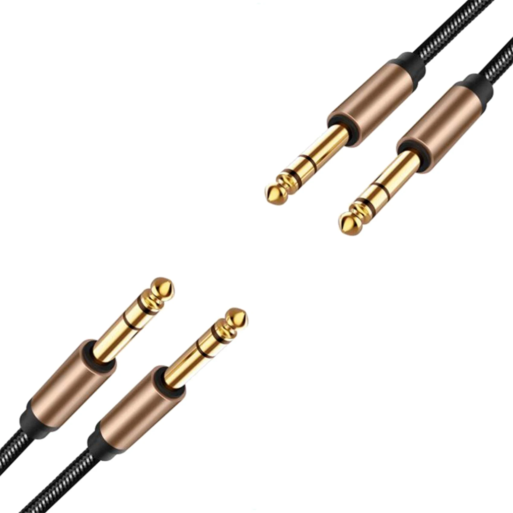 CGDS-2Pcs 6.5Mm Jack Audio Cable Braided For Guitar Mixer Amplifier 1.8M Jack Cord Male To Male AUX Cable