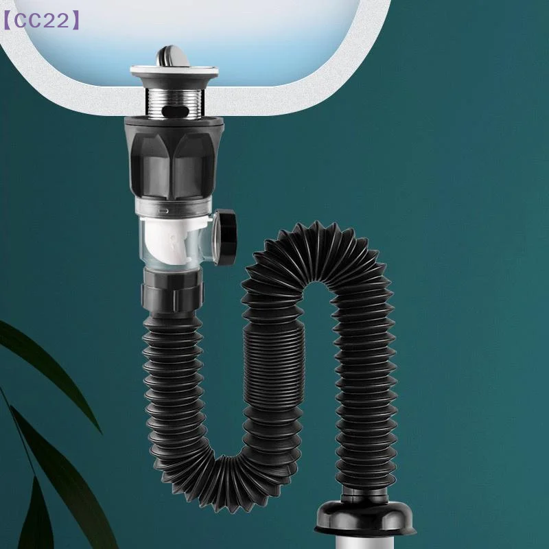 【CC22】Universal Flip Stainless Steel Washbasin Sink Wall Drainage Pipe Anti Odor Drainage Pipe Kitchen Bathroom Accessories{C}