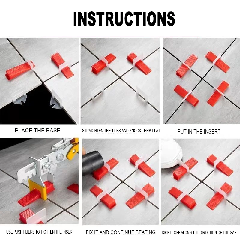 501Pcs Ceramic Tile Leveling System Clips Spacers Straps with Piler Wadge for Tile Laying Wall Floor Construction Tools Building