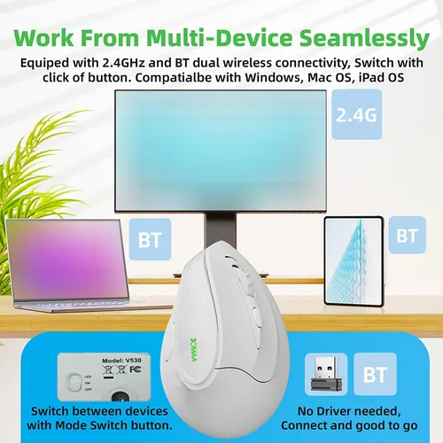 Imagen 2 del producto JOMAA-ratón AI inalámbrico, 2,4G, Bluetooth, grabación de voz, inteligencia artificial, 1600DPI, USB, reconocimiento de voz, búsqueda