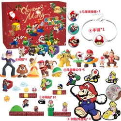 24 PCS Super Mario Set Christmas Advent Calendar Box Action Figure Toys Kawaii Anime Figure Children Toys Birthday Gifts