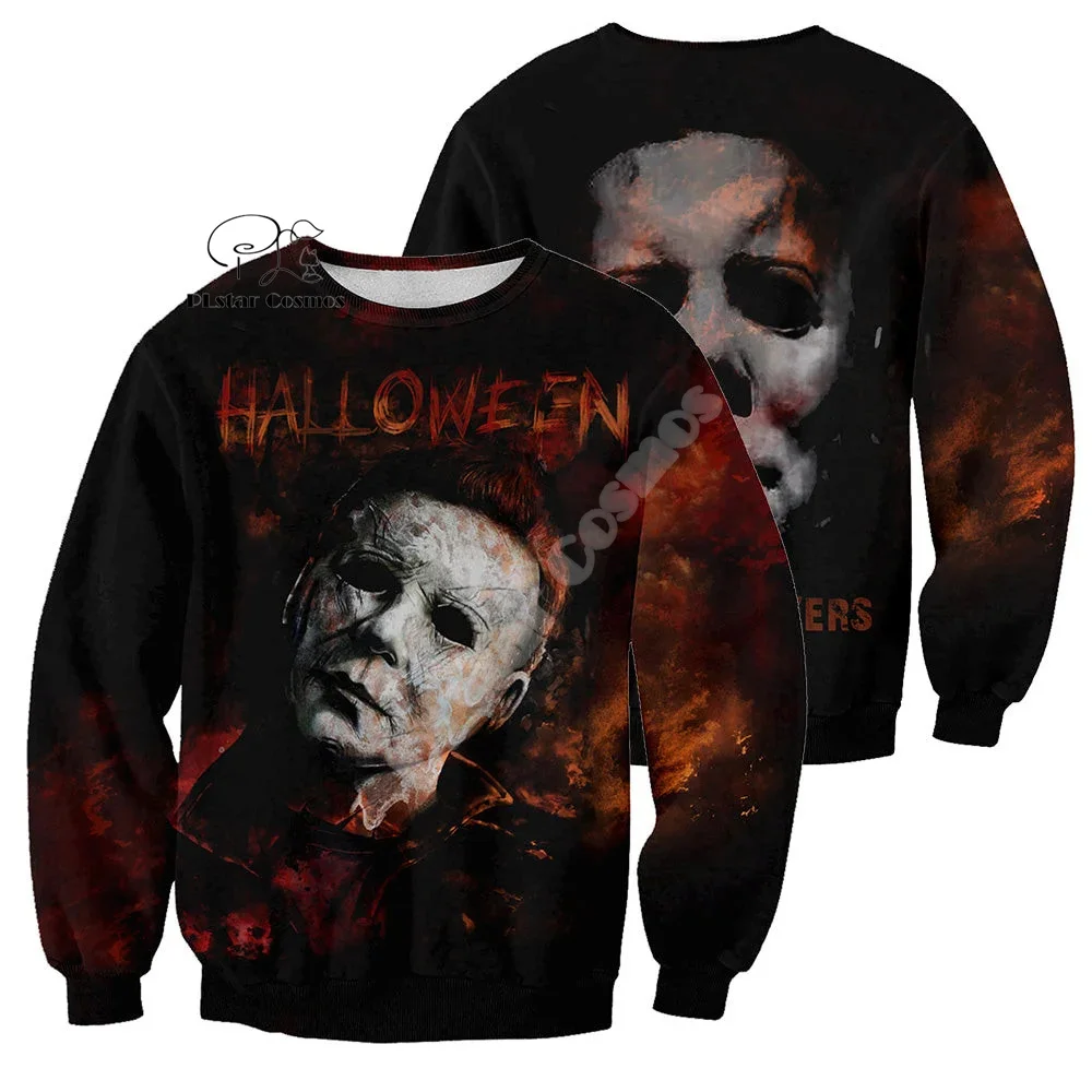 Cosplay Halloween Horror Terror Movie Michael Myers Vintage Retro Graffiti 3DPrint Pullover Streetwear Casual Jacket Hoodies N23