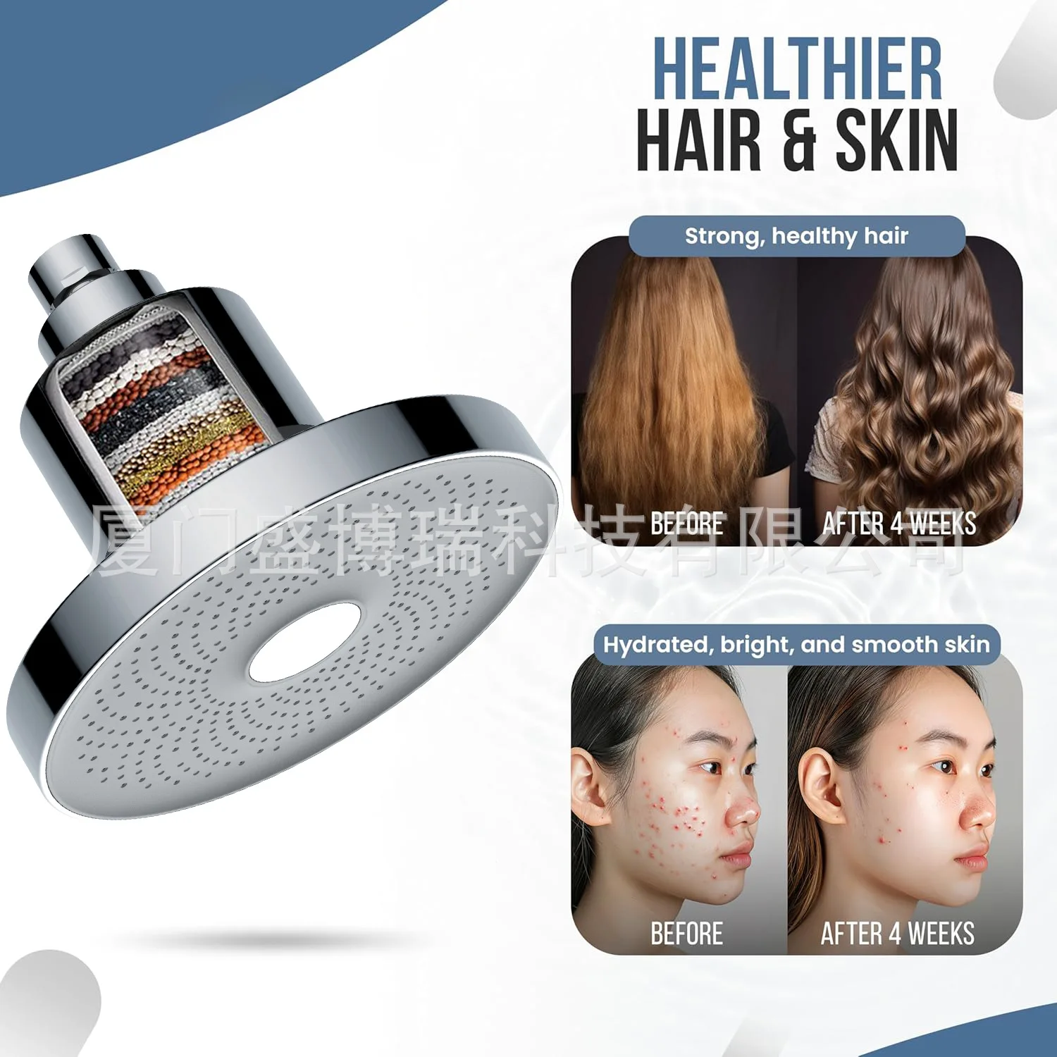 25 Grade Filter Skin Beauty Shower Head 6 Inch Pressurized Replaceable Filter Shower Head