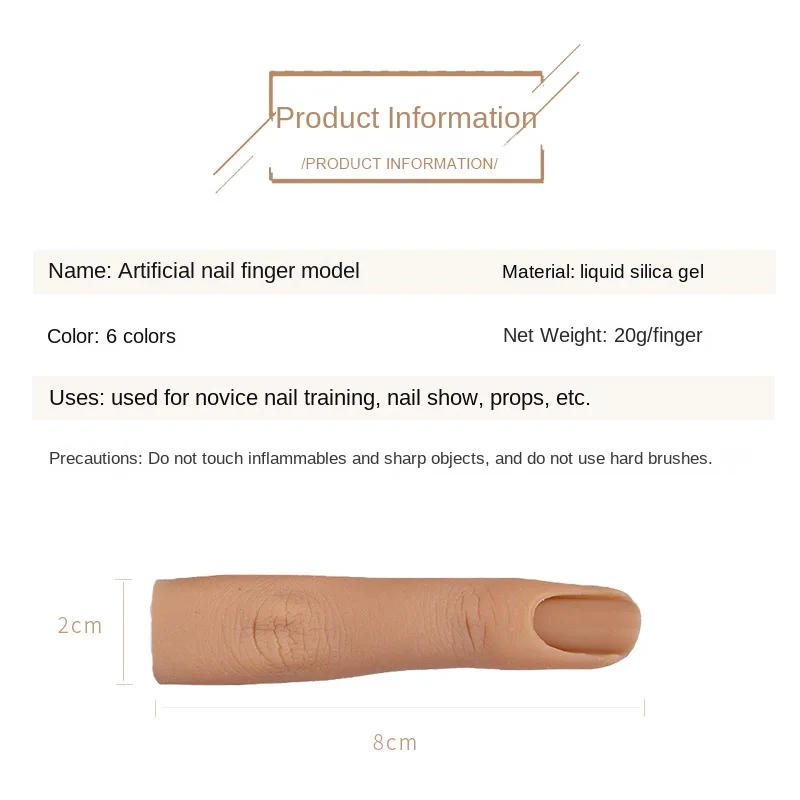 1pcs Soft Silicone Practice Fake Finger Nail With Joints Bendable False Fingernails Tips Manicure Nail Training Model Accesories