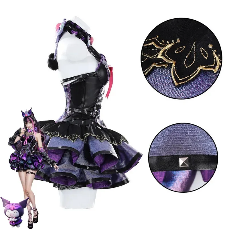 CyGame Naraka: Bladepoint Tessa Cosplay Costume Sleeveless Black Purple Lolita Skirt Shorts Wig Woman Sexy Birthday Party Suit
