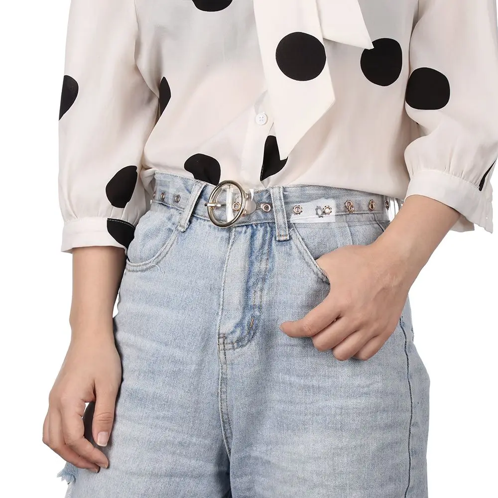Fashion Transparent Women Belt Clear Round Square Heart Pin Buckle Wide Waist Bands Ladies Waistband Invisible Punk Waist Belt
