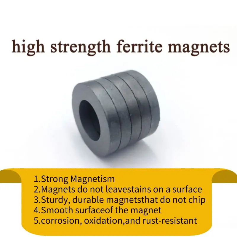 1/2/5Pcs 45x8x22mm Grade 8 Ceramic Ring Magnet Round MAGNETICS Round Ceramic Ferrite Ring Magnets for Use on Refrigerator Crafts