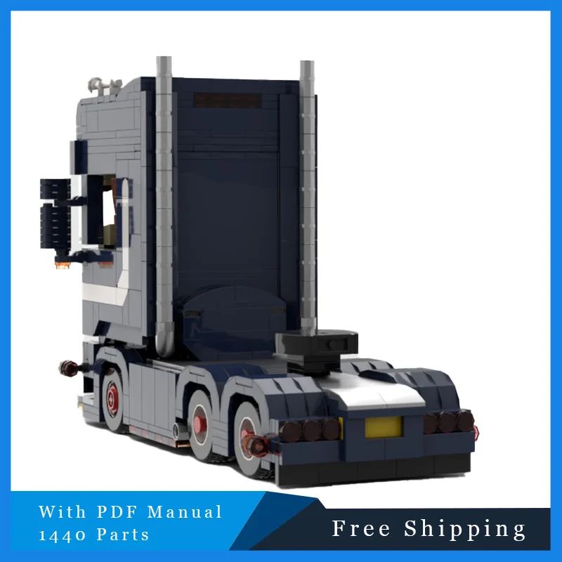1440 Uds. Coche urbano, modelo de camión azul, bloques de construcción MOC, vehículo resistente, ingeniería de construcción, juguete de ladrillo, regalo de cumpleaños
