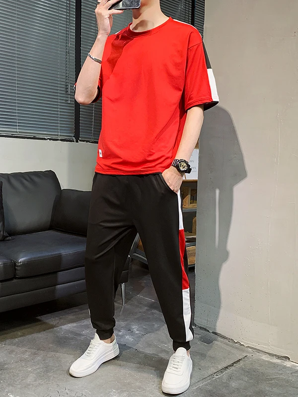 

Летний спортивный костюм для мужчин: свободный крой, футболка и шорты из тонкого полиэстера, молодежный стиль, абсолютно новый, 2025 год