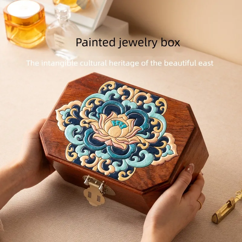 

Новая шкатулка для украшений из палисандра 2026 года, из массива дерева, для хранения, для свадебных подарков, на три золотых украшения